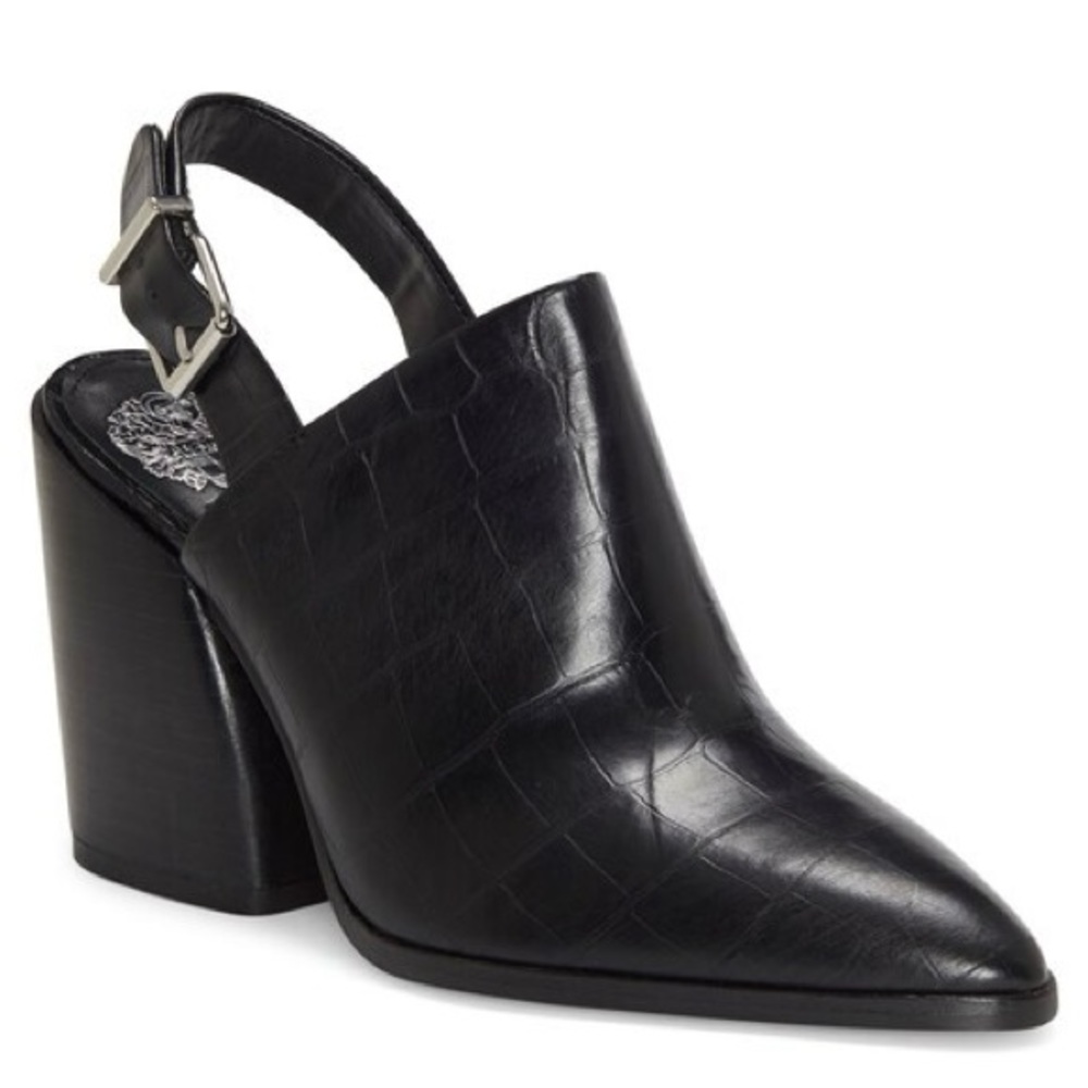 Vince Camuto Chemine Black Croc Mule | US 6.5